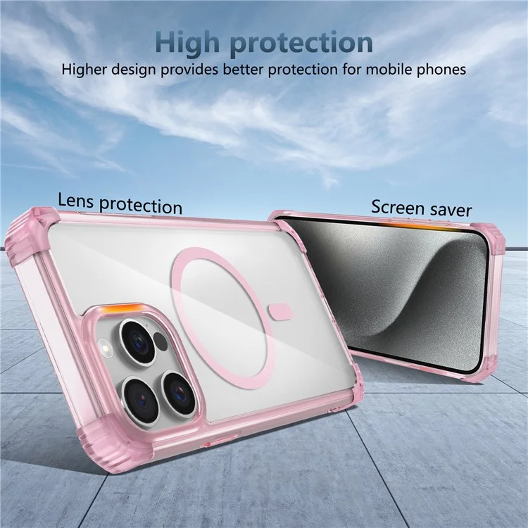 Pour iPhone 13 Pro Clear Case TPU+PC Slim Phone Cases Compatible avec Magsafe - Transparent Rose