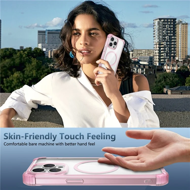 Pour iPhone 13 Pro Clear Case TPU+PC Slim Phone Cases Compatible avec Magsafe - Transparent Rose