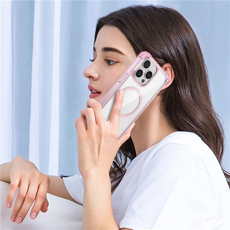 Pour iPhone 13 Pro Clear Case TPU+PC Slim Phone Cases Compatible avec Magsafe - Transparent Rose