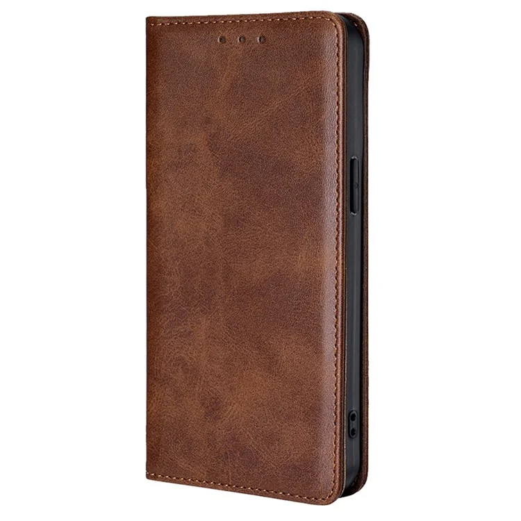 Pour Xiaomi Redmi A3 / Poco C61 4G Étui en cuir magnétique Calf Textured Mobile Phone Cover - Marron