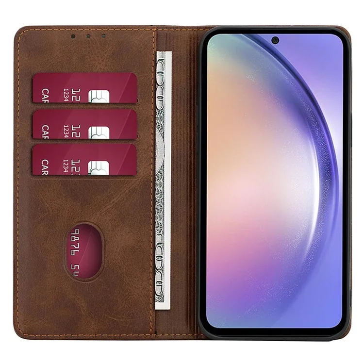Чехол для Samsung Galaxy M55 5G / C55 5G / F55 5G с магнитным закрытием, чехол-книжка из искусственной кожи со стойкой - коричневый