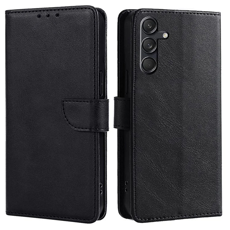 For Samsung Galaxy M55 5G / C55 5G / F55 5G Case Calf Texture Leather Wallet Stand Phone Cover - Black