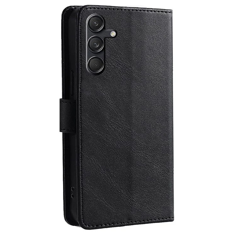 For Samsung Galaxy M55 5G / C55 5G / F55 5G Case Calf Texture Leather Wallet Stand Phone Cover - Black