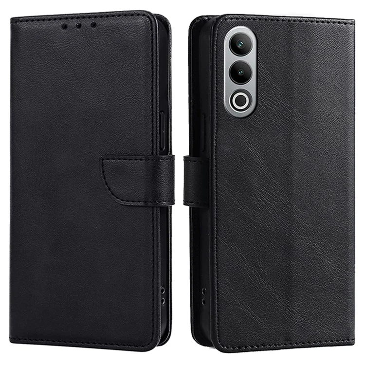Per OnePlus Nord CE4 5G Case PU Pelle+TPU Cover Protettiva Telefono Texture Vitello - Nero