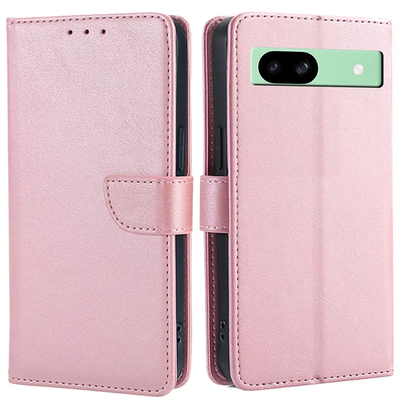 For Google Pixel 8a Case Calf Texture PU Leather Wallet Phone Cover with Magnetic Clasp - Rose Gold