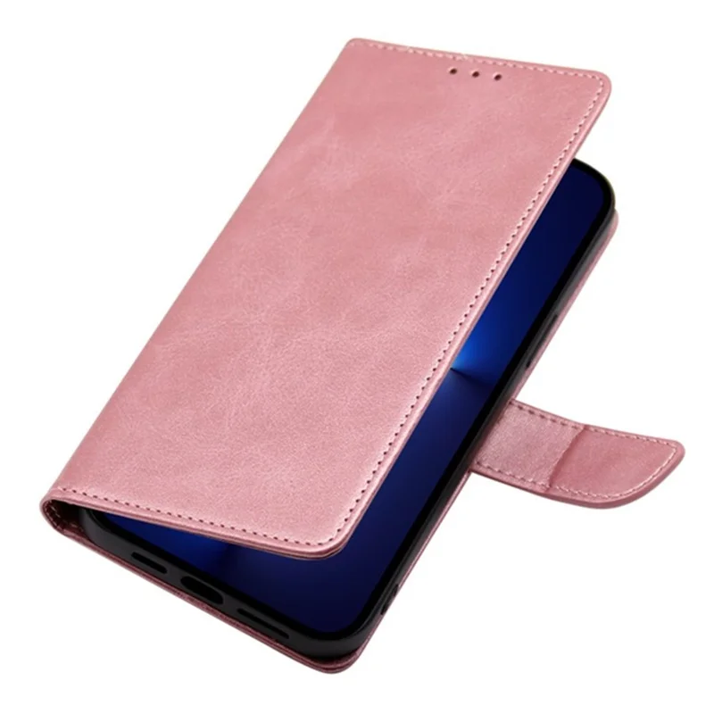 For Google Pixel 8a Case Calf Texture PU Leather Wallet Phone Cover with Magnetic Clasp - Rose Gold