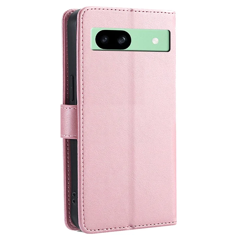For Google Pixel 8a Case Calf Texture PU Leather Wallet Phone Cover with Magnetic Clasp - Rose Gold