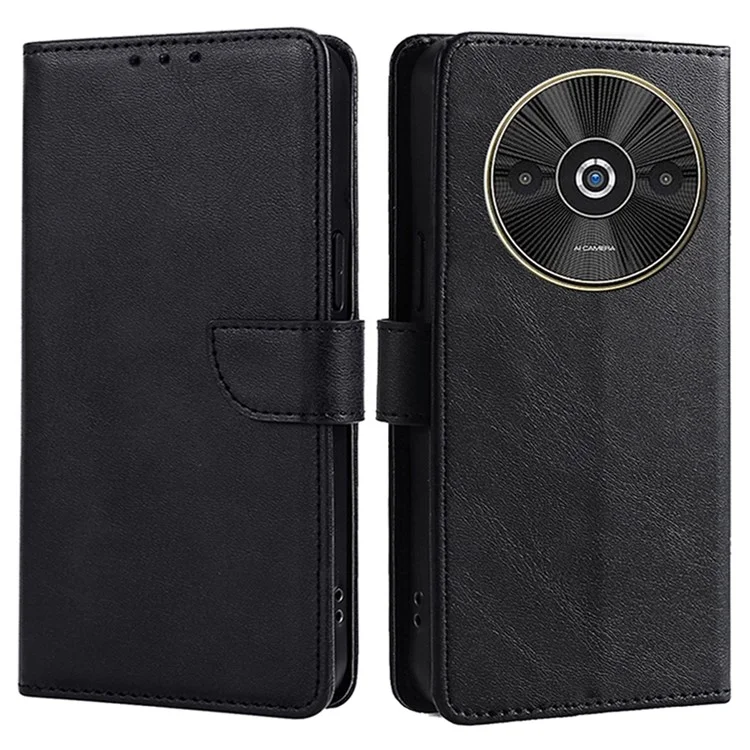 For Xiaomi Redmi A3 4G / Poco C61 4G Case Wallet PU Leather TPU Inner Shell  Protective Phone Cover - Black