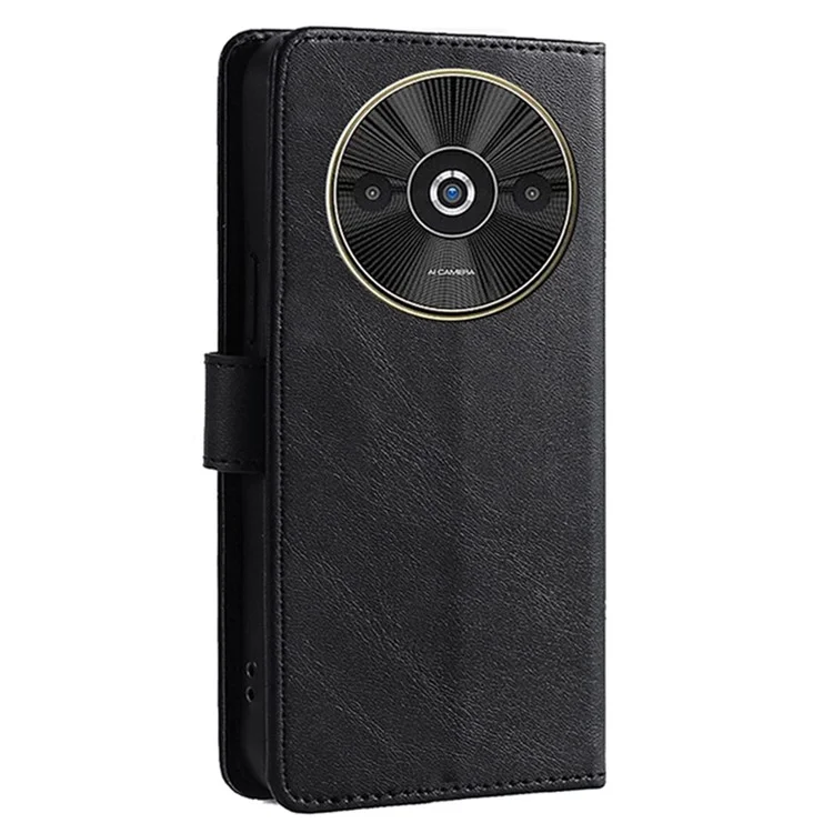 For Xiaomi Redmi A3 4G / Poco C61 4G Case Wallet PU Leather TPU Inner Shell  Protective Phone Cover - Black