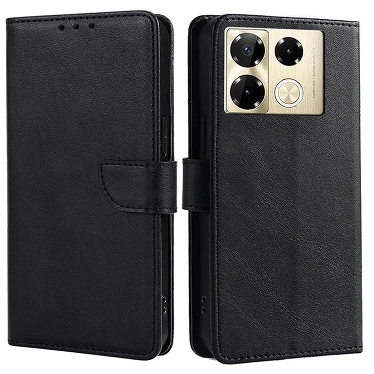 For Infinix Note 40 Pro 4G Case PU Leather+TPU Drop-Resistant Flip Stand Phone Cover - Black