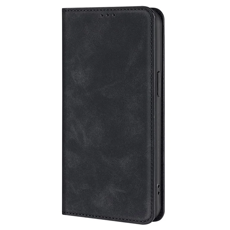 For Google Pixel 8a Case Skin-Touch PU Leather Card Holder Phone Cover - Black