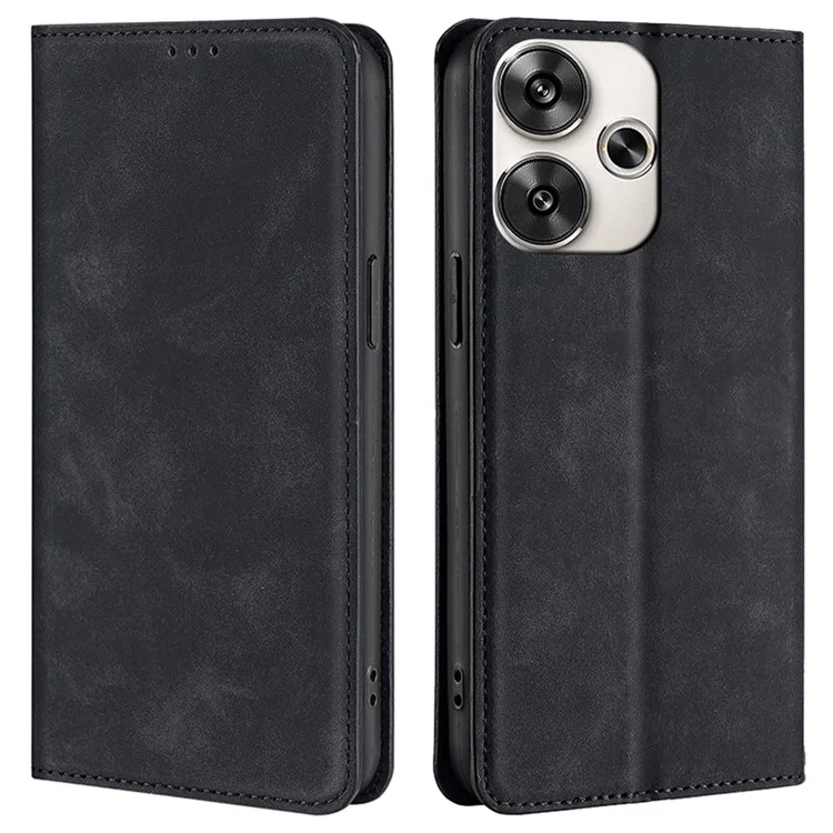 Per Xiaomi Redmi Turbo 3 5G / Poco F6 5G Custodia in Pelle PU con Supporto Magnetico Nascosto - Nero