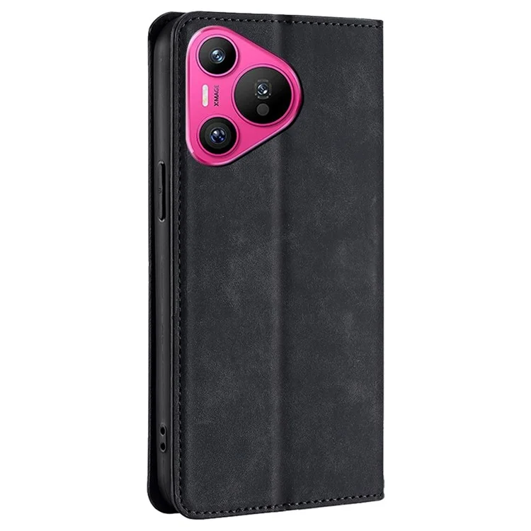 Pour Huawei Pura 70 Étui en cuir PU Housse de téléphone avec fente pour carte Skin-Touch - Noir