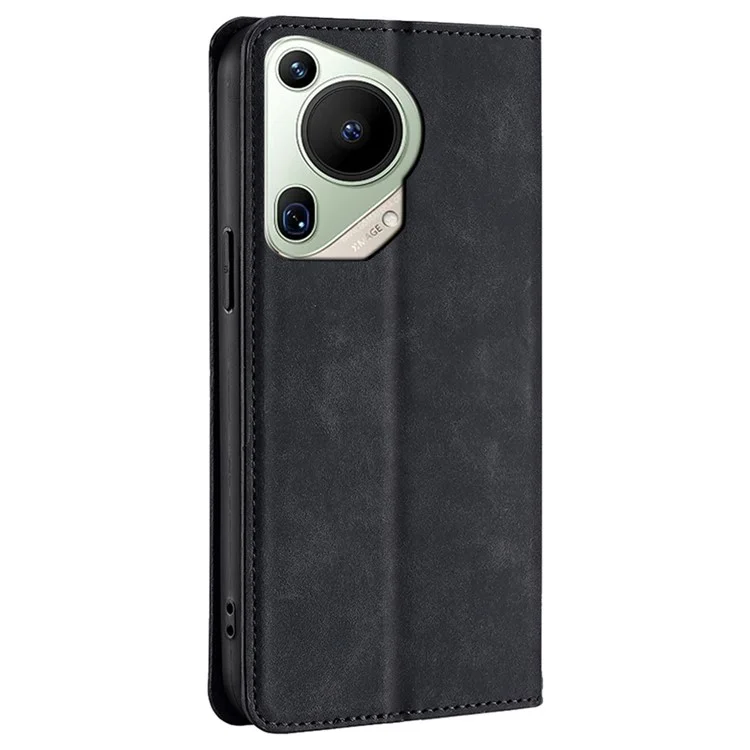Pour Huawei Pura 70 Ultra Case PU Leather Hidden Magnetic Adsorption Flip Phone Cover - Noir