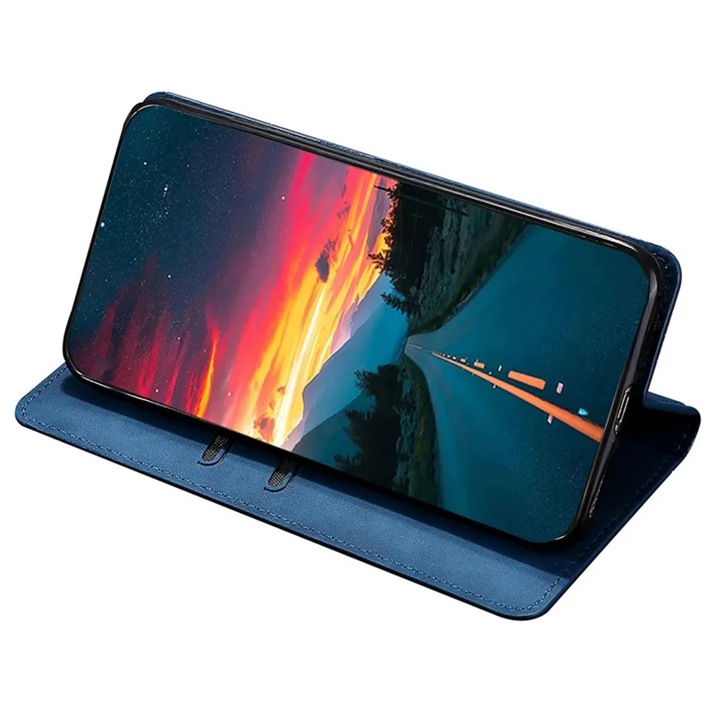 For itel RS4 4G Case with Card Holder PU Leather Soft Skin-Touch Phone Cover - Blue