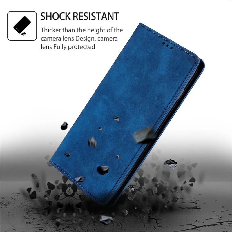 For itel RS4 4G Case with Card Holder PU Leather Soft Skin-Touch Phone Cover - Blue