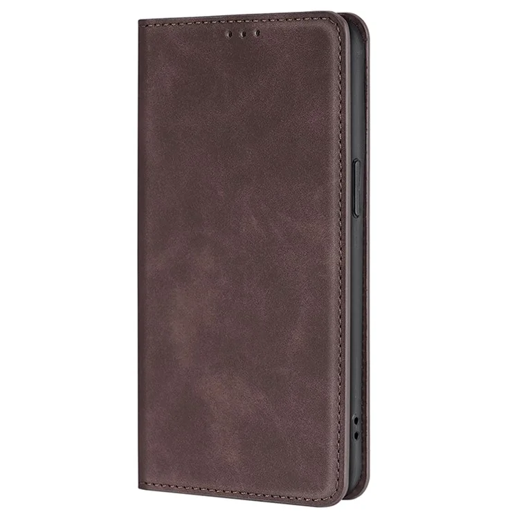 For itel RS4 4G Case with Card Holder PU Leather Soft Skin-Touch Phone Cover - Dark Brown