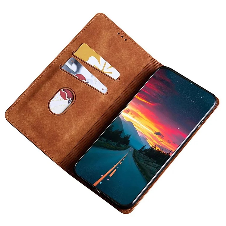 For TECNO Pova 6 5G Case Skin-Touch Anti-Drop PU Leather Card Slot Phone Cover - Light Brown