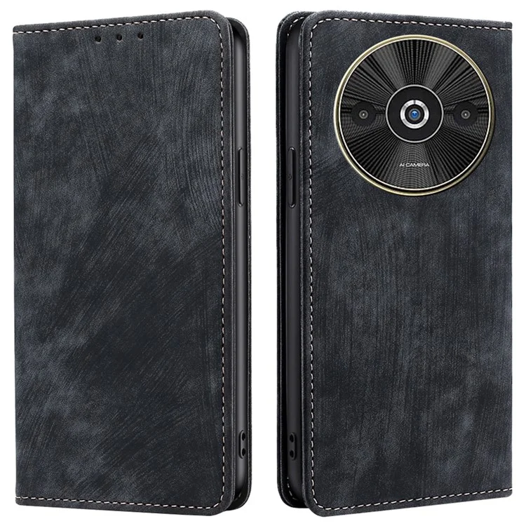 Pour Xiaomi Redmi A3 4G / Poco C61 4G Coque RFID Blocking PU Cuir TPU Anti-Choc Clapet - Noir