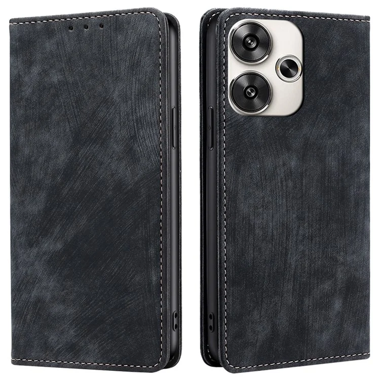 For Xiaomi Redmi Turbo 3 5G / Poco F6 5G Leather Case RFID Blocking Wallet Anti-Shock Phone Cover - Black