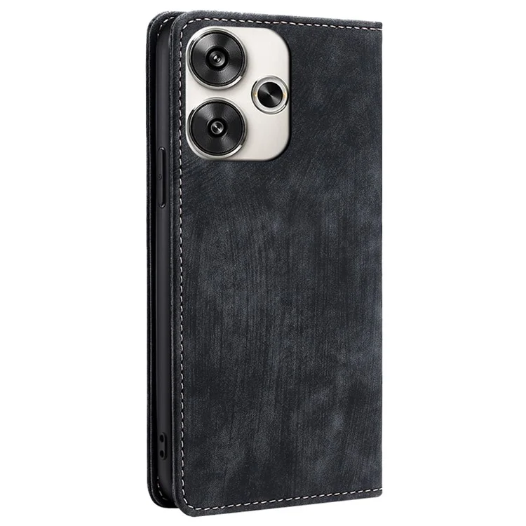 For Xiaomi Redmi Turbo 3 5G / Poco F6 5G Leather Case RFID Blocking Wallet Anti-Shock Phone Cover - Black