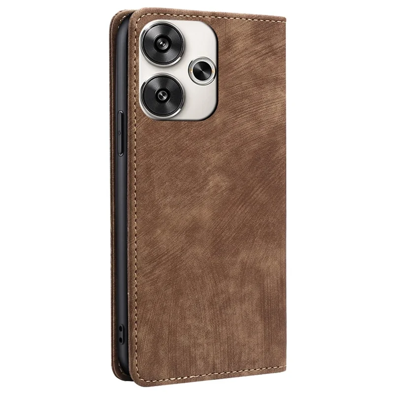For Xiaomi Redmi Turbo 3 5G / Poco F6 5G Leather Case RFID Blocking Wallet Anti-Shock Phone Cover - Brown