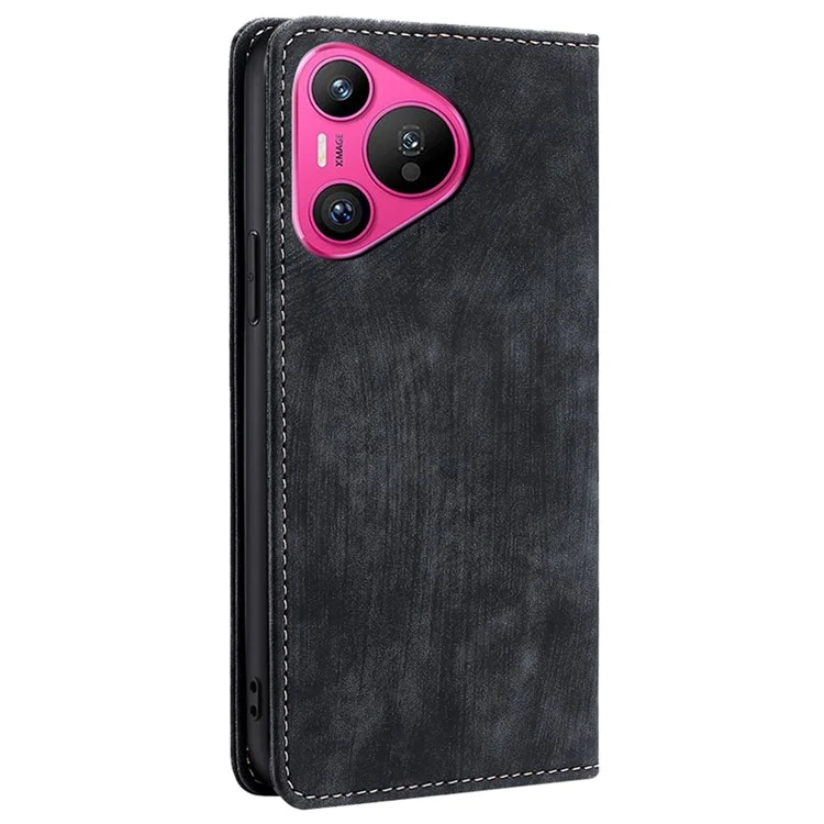 Pour Huawei Pura 70 Case RFID Blocking PU Leather Wallet Stand Anti-scratch Phone Cover - Noir