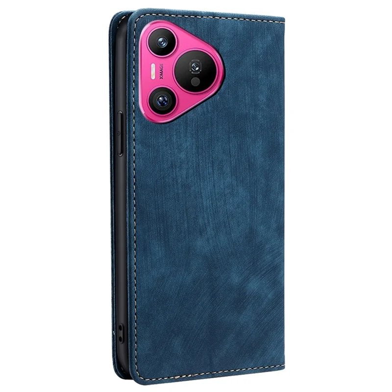 For Huawei Pura 70 Case RFID Blocking PU Leather Wallet Stand Anti-Scratch Phone Cover - Blue