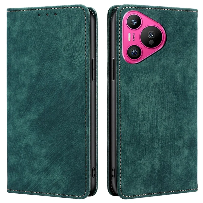 For Huawei Pura 70 Case RFID Blocking PU Leather Wallet Stand Anti-scratch Phone Cover - Green