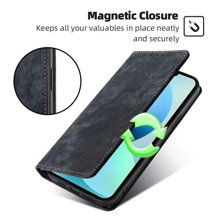 Pour Infinix Note 40 Pro 4G Étui en Cuir PU Bloquage RFID Fentes pour Cartes Housse de Téléphone - Noir 