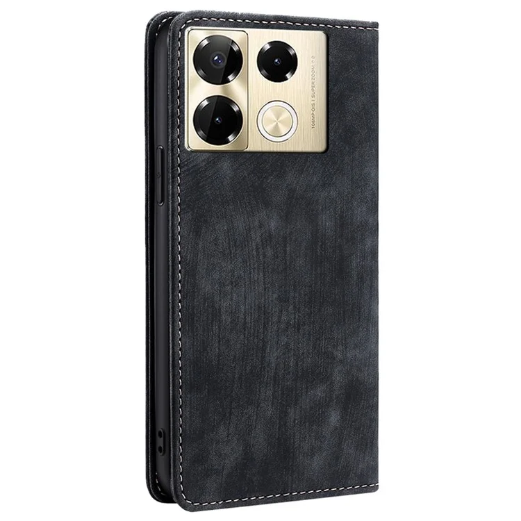 Pour Infinix Note 40 Pro 4G Étui en Cuir PU Bloquage RFID Fentes pour Cartes Housse de Téléphone - Noir 