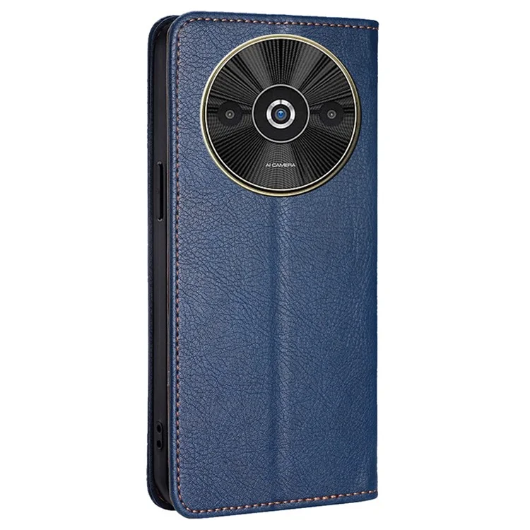 Para Xiaomi Redmi A3 4G / Poco C61 4G Case Solid Color Wallet Leather Phone Cover - Azul