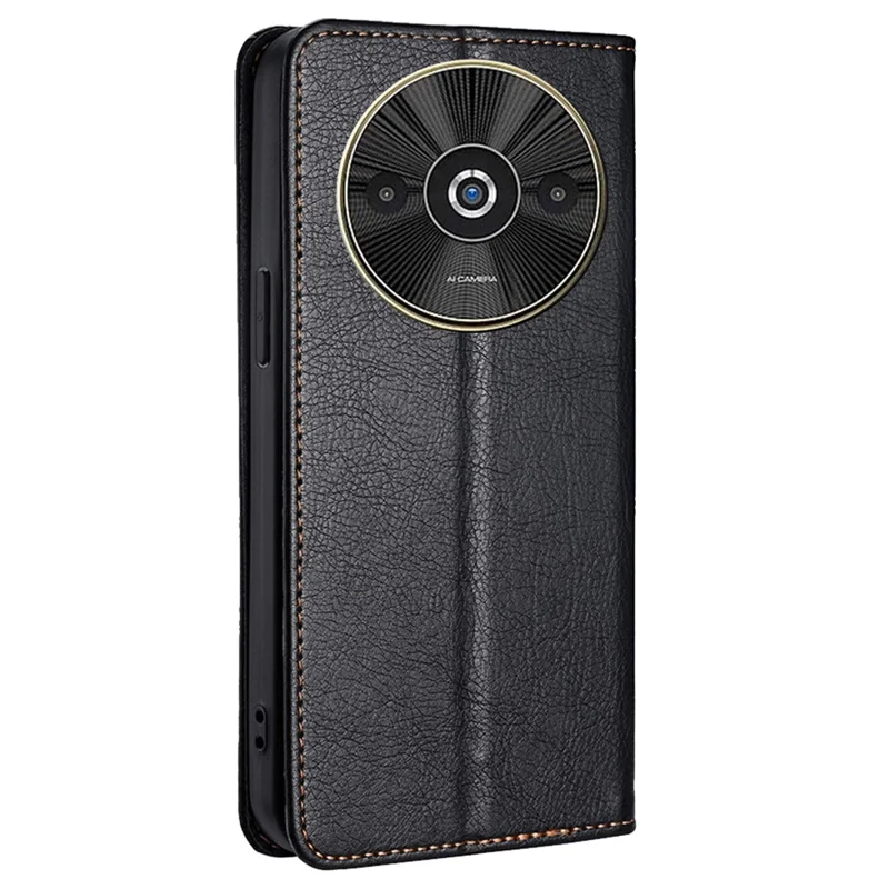 For Xiaomi Redmi A3 4G / Poco C61 4G Case Solid Color Wallet Leather Phone Cover - Black