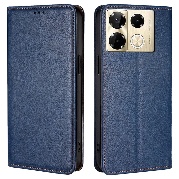 For Infinix Note 40 Pro 4G Case Anti-Scratch PU Leather Magnetic Closing Cell Phone Cover - Blue