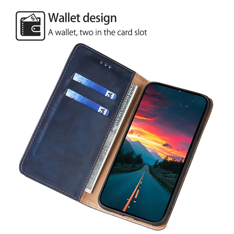 For Infinix Note 40 Pro 4G Case Anti-Scratch PU Leather Magnetic Closing Cell Phone Cover - Blue