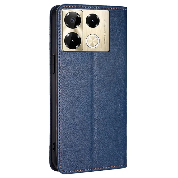 For Infinix Note 40 Pro 4G Case Anti-Scratch PU Leather Magnetic Closing Cell Phone Cover - Blue