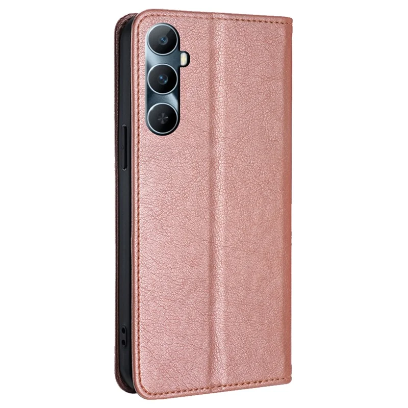 For Realme C65 4G Leather Wallet Case Magnetic Closing Anti-drop Cover Phone Accessories Distributors - Rose Gold