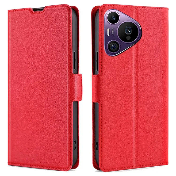 For Huawei Pura 70 Pro / 70 Pro+ Case PU Leather Ultra-Thin Shockproof Wallet Phone Cover - Red