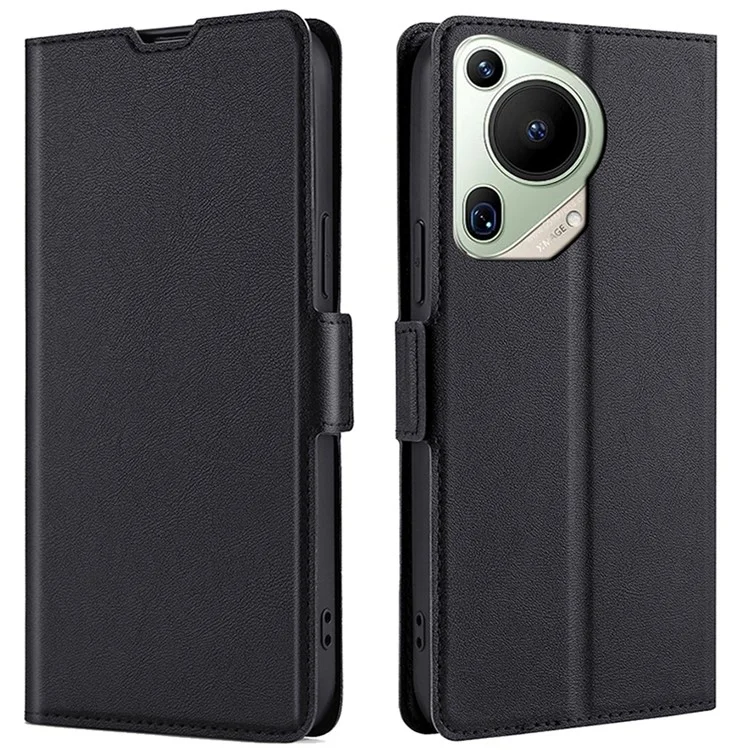 Para Huawei Pura 70 Ultra Cover Ultra Thin Leather Card Slots Magnetic Phone Case - Preto