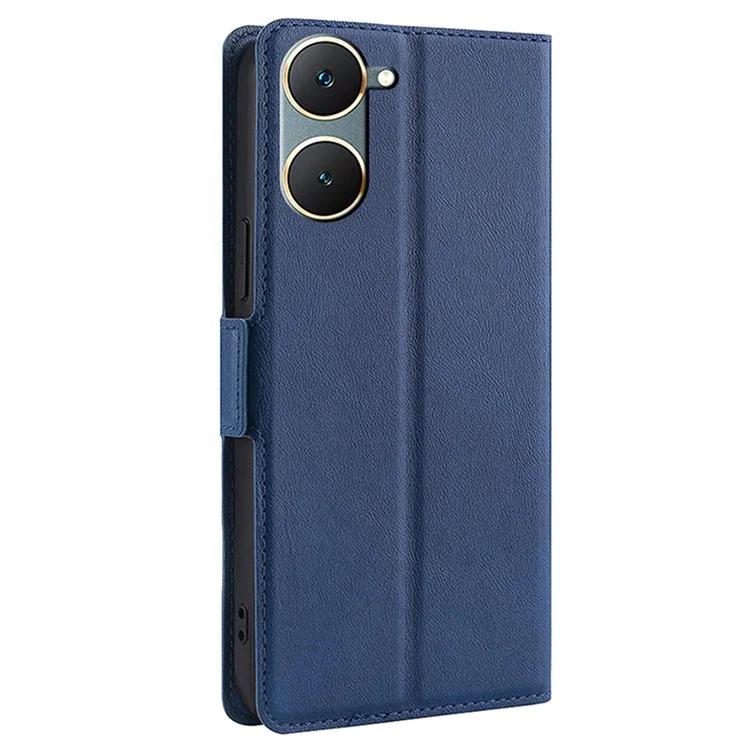 For vivo Y03 Mobile Phone Case Wholesale Card Slots Stand PU Leather Cover - Blue