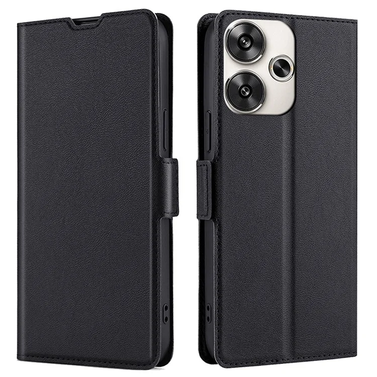 For Xiaomi Redmi Turbo 3 5G / Poco F6 5G Case PU Leather Magnetic Clasp Stand TPU Inner Shell Phone Cover - Black