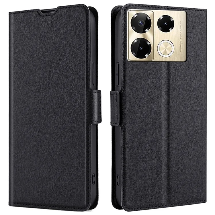 For Infinix Note 40 Pro 4G Case PU Leather Card Slots Protective Phone Cover - Black