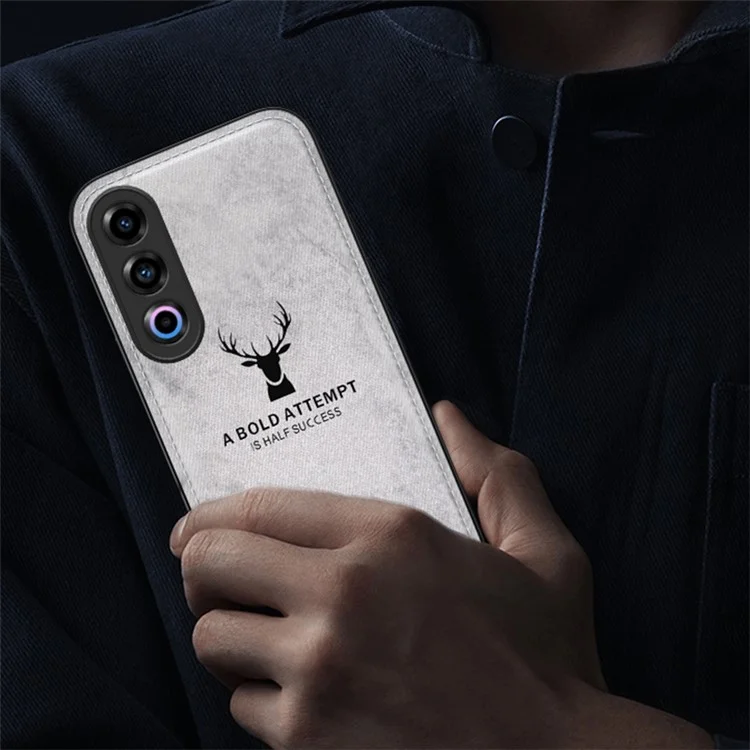 Para Oppo K12 Capa à Prova de Choque Padrão de Veado Couro + PC + TPU Capa Protetora Traseira - Azul