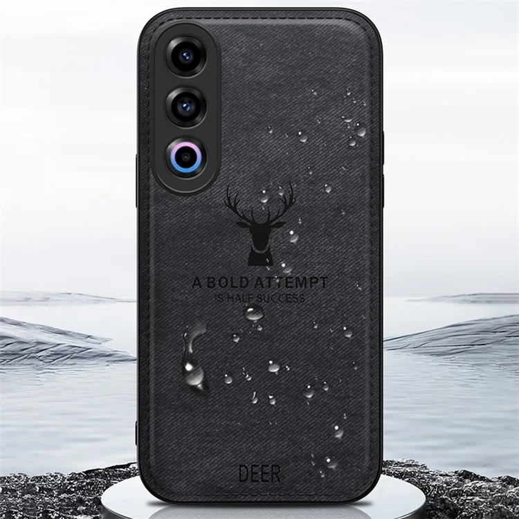 Para Oppo K12 Capa à Prova de Choque Padrão de Veado Couro + PC + TPU Capa Protetora Traseira - Azul
