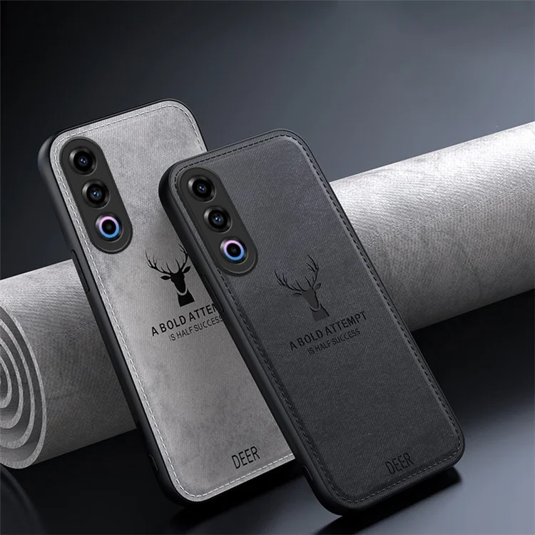 Para Oppo K12 Capa à Prova de Choque Padrão de Veado Couro + PC + TPU Capa Protetora Traseira - Azul