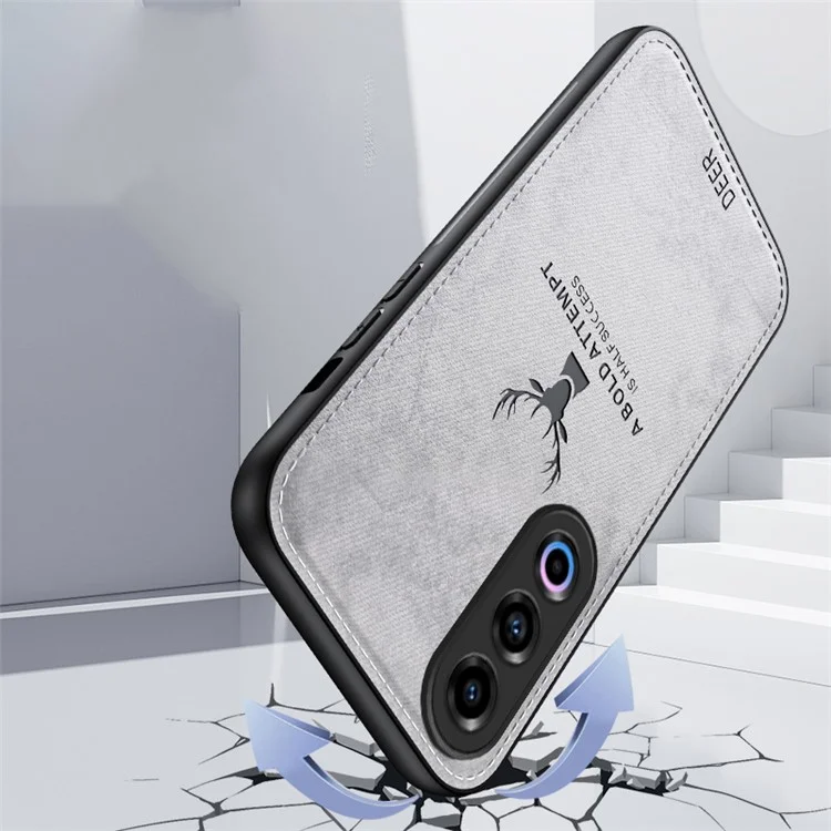 Para Oppo K12 Capa à Prova de Choque Padrão de Veado Couro + PC + TPU Capa Protetora Traseira - Azul