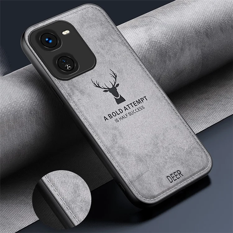 Per il telefono cellulare vivo iQOO Z9x 5G, custodia in tessuto con texture in pelle, copertura in PC+TPU - Modello Cervo - Colore Nero