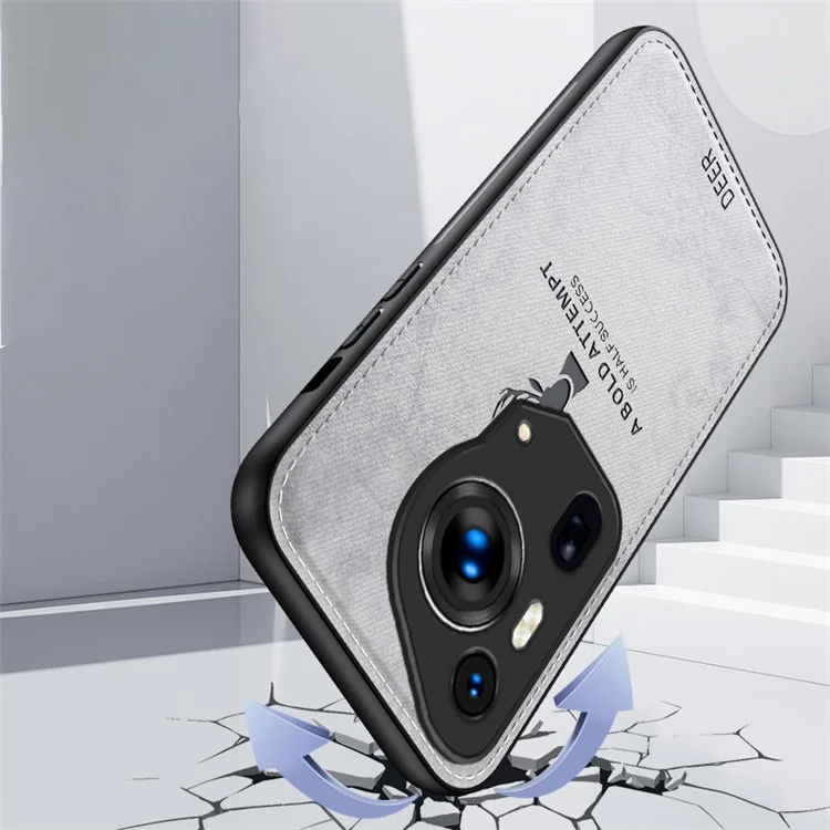 Pour Huawei Pura 70 Ultra Case Deer Pattern PU Leather Coated PC+TPU Hybrid Phone Cover - Noir