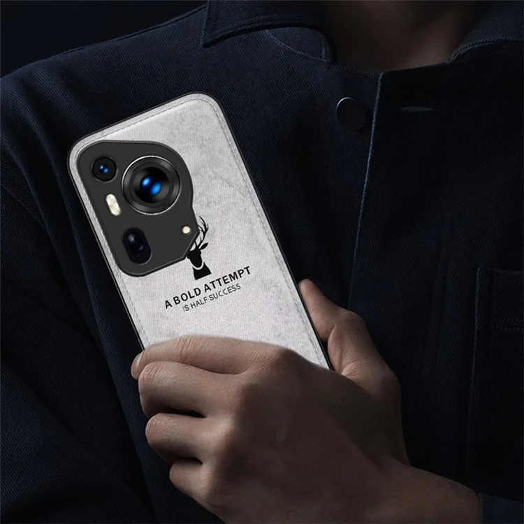 Pour Huawei Pura 70 Ultra Case Deer Pattern PU Leather Coated PC+TPU Hybrid Phone Cover - Noir