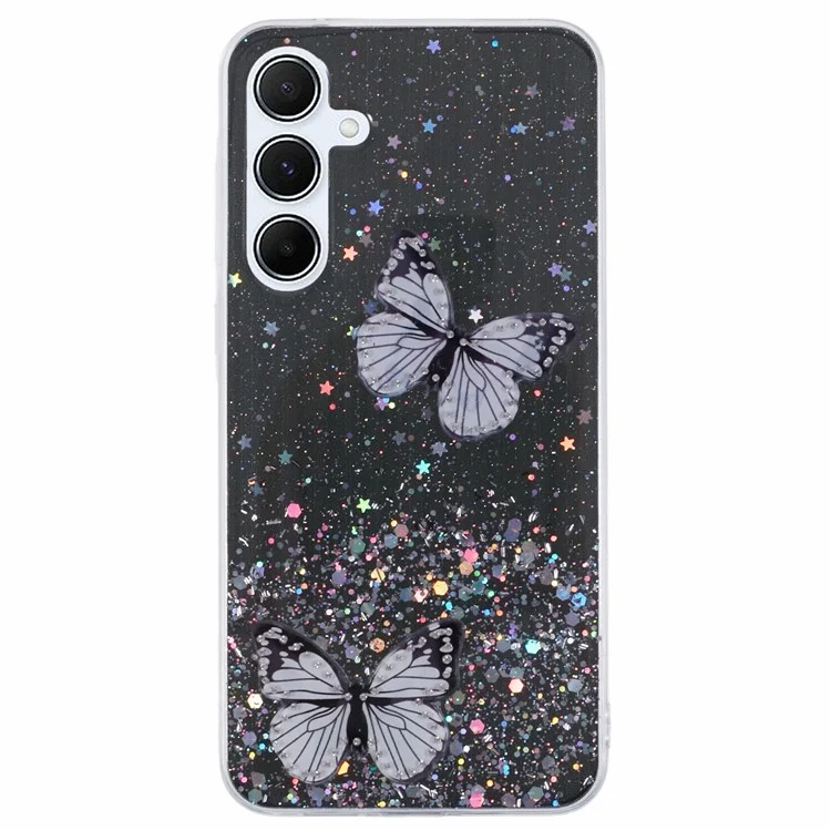 Série AW pour Samsung Galaxy A25 5G (Global) (161,0 x 76,5 x 8,3 mm) Coque Glitter Butterfly Pattern TPU Cover Phone - Noir